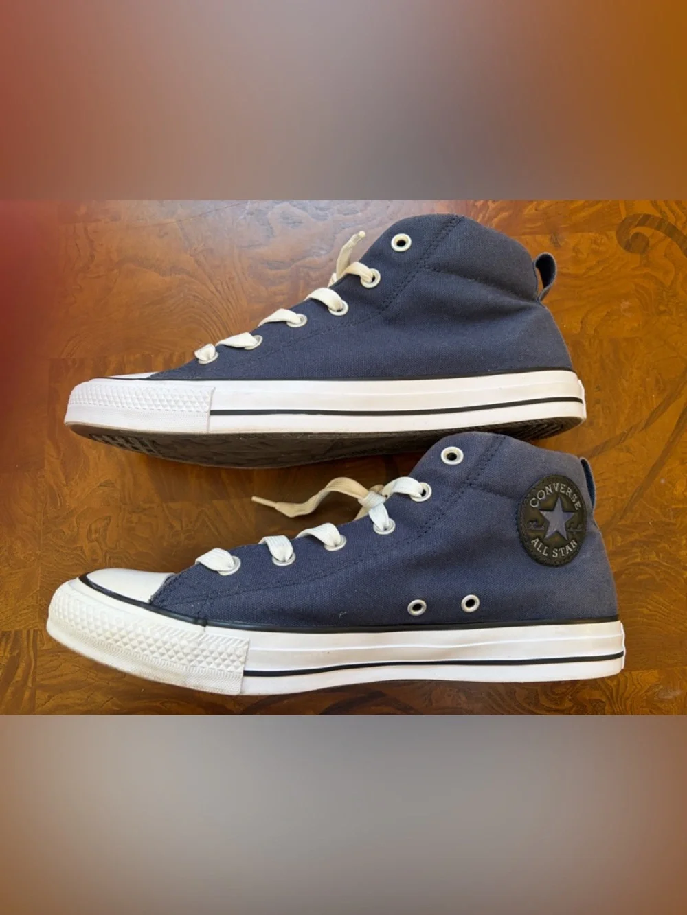 Converse Navy and White High-Top Sneakers - Picture 3 of 10